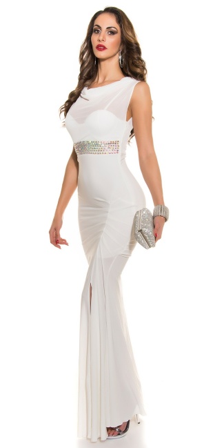Red-Carpet-Look!Gown with Rhinestones White
